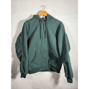 Vintage RK Brand Men's Green Canvas Hooded Work Jacket Size XL